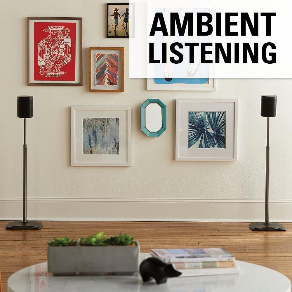 Black Adjustable Height Speaker Stands D8097