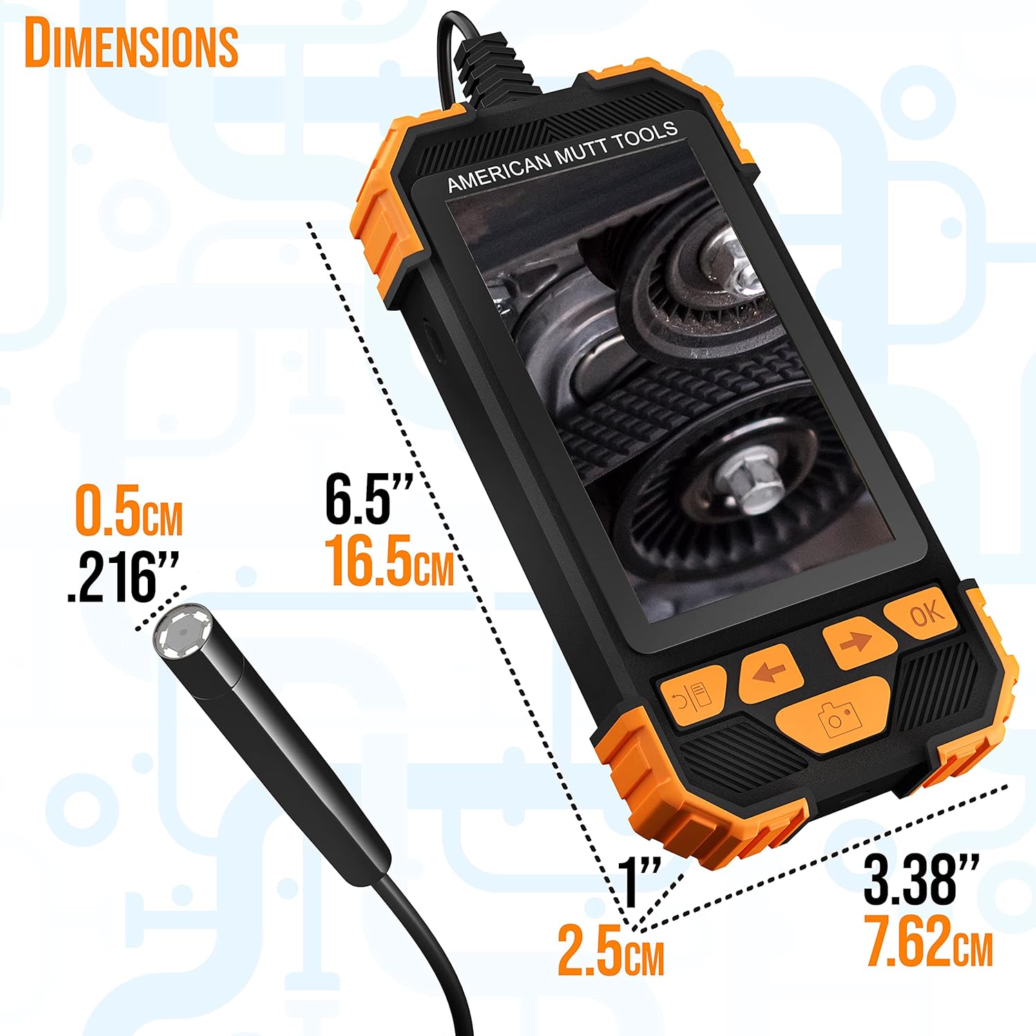 Waterproof Industrial Endoscope Camera with 6.5 ft Cable A9376