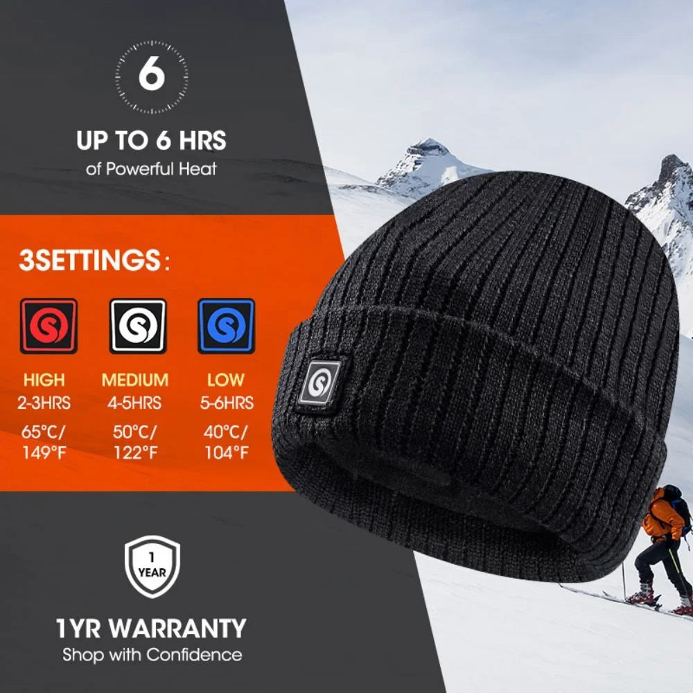 Rechargeable Battery Heating Beanie with 3 Heat Tempo N4016