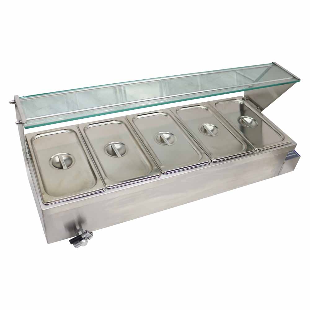 5-Pot Buffet Food Warmer with Glass Shield W67741