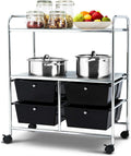 White Rolling Storage Cart with 4 Drawers 2 Shelves O648101