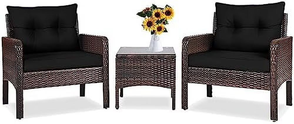 3 Piece Outdoor Rattan Sectional Sofa Set with Seat Cushions C808