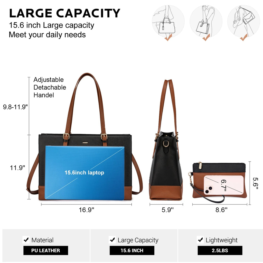 Leather Waterproof Laptop Tote Bag for 15.6 inch Computer K661735