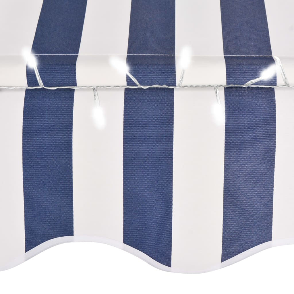 Blue and White Manual Retractable Awning C6041