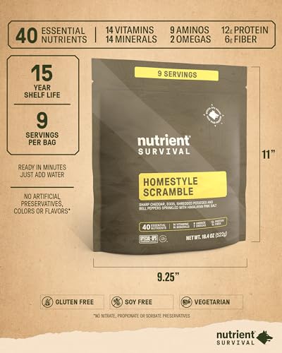 MRE Homestyle Scramble Eggs, Ready to Eat Meals (9 Servings) Freeze Dried Emergency Food Supply C192