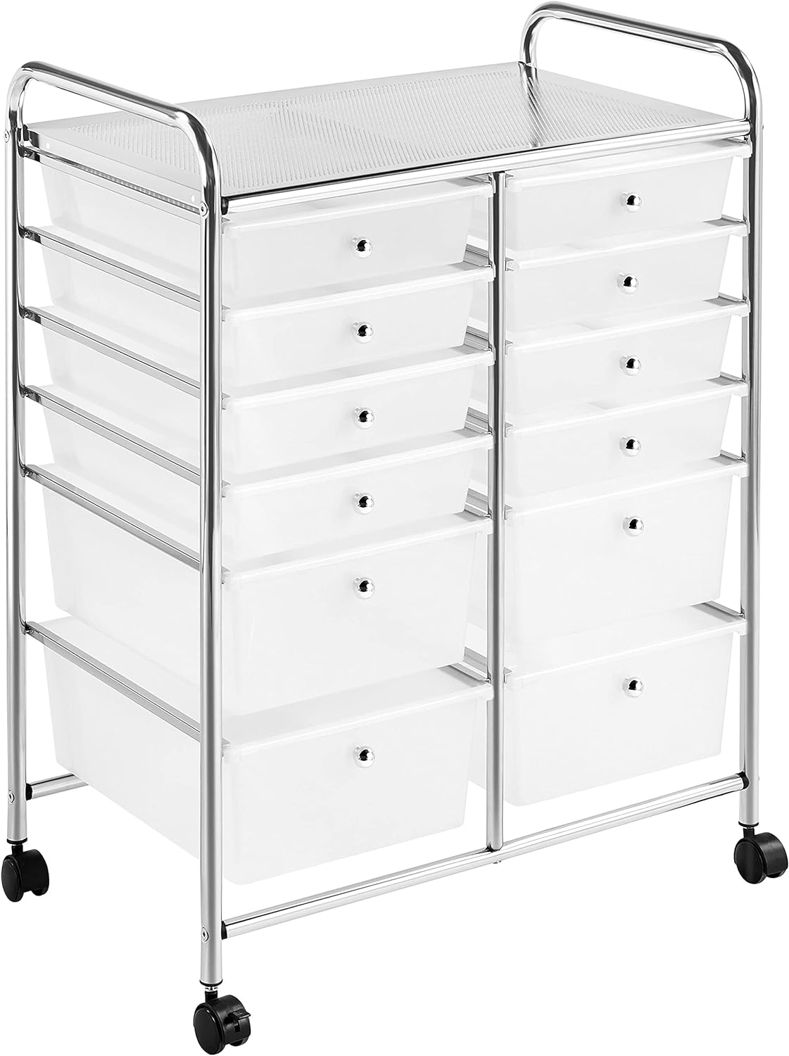 White 12 Drawers Rolling Storage Cart on Wheels S397