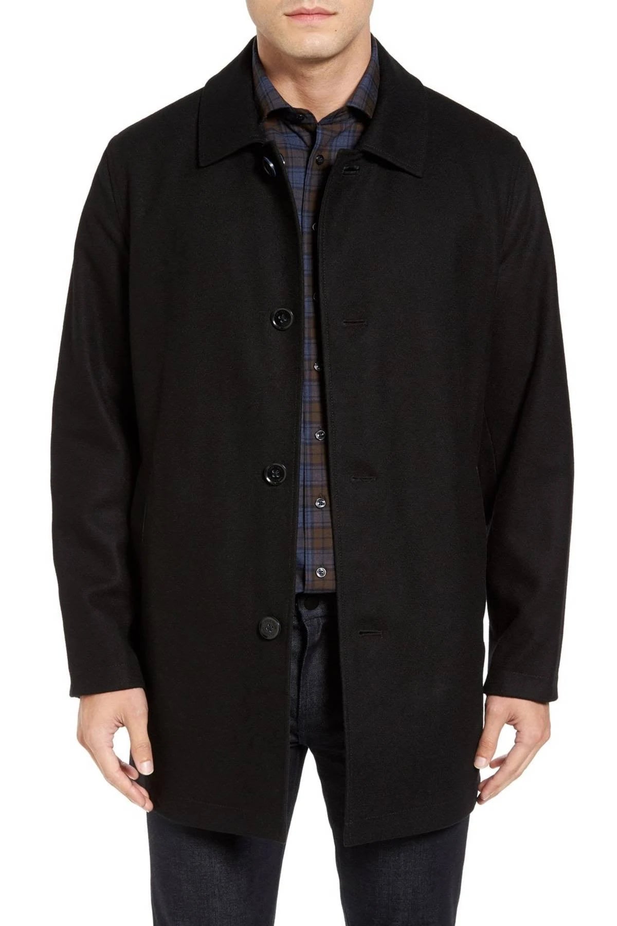 Reversible Wool Car Coat Black J8514