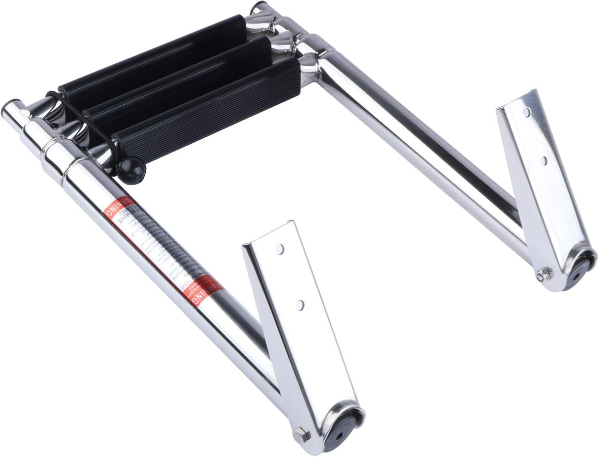 Stainless Steel 3 Step Telescoping Pontoon Boat Ladder, 600 Pounds Capacity, Pack of 2 P1709