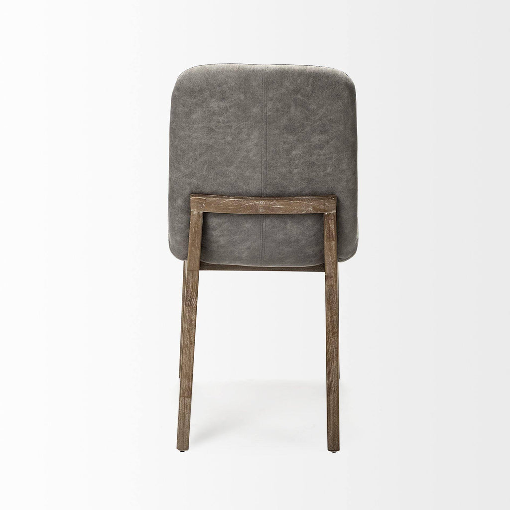 Grey Fabric Dining Chair with Medium Brown Wood Base E41148