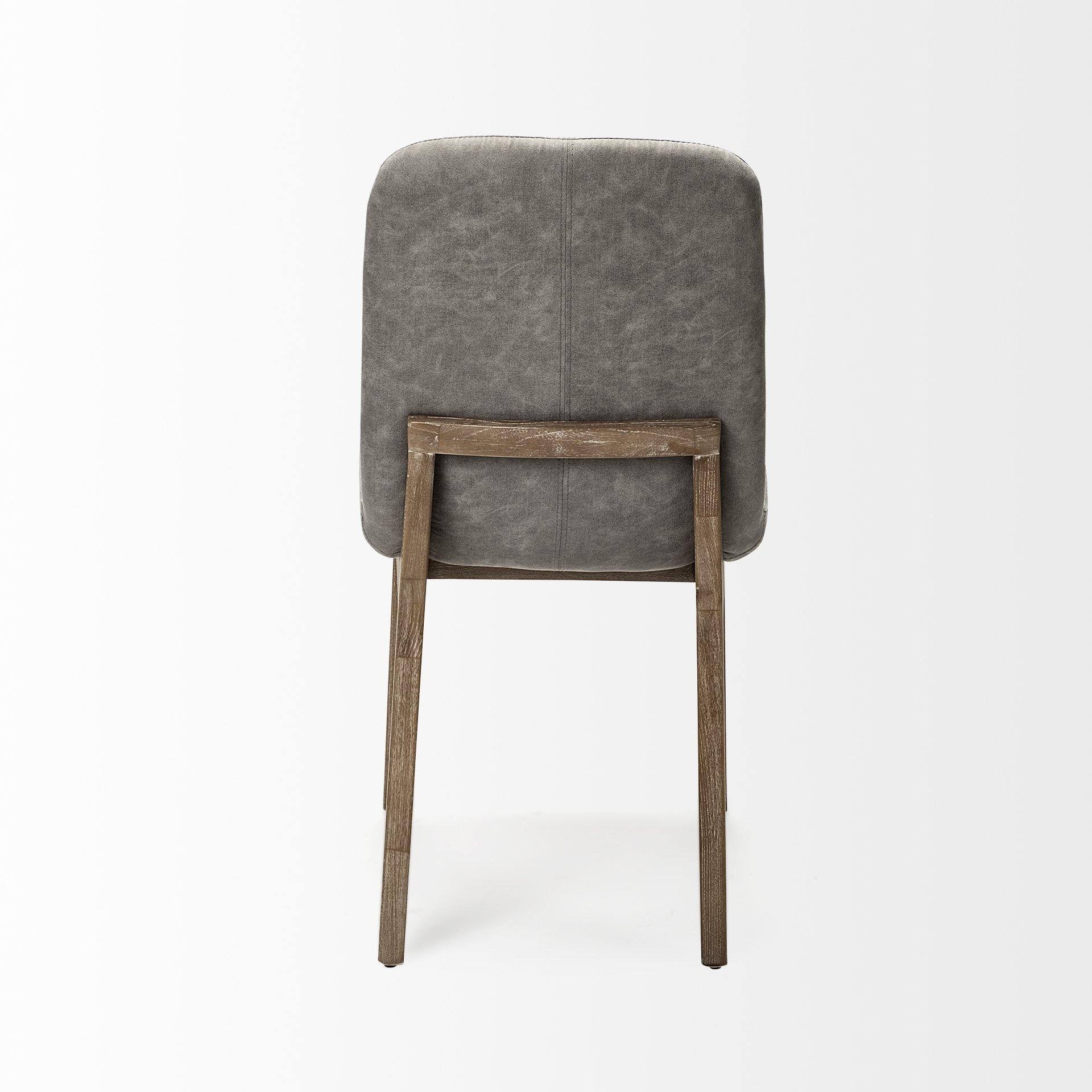 Grey Fabric Dining Chair with Medium Brown Wood Base E41148