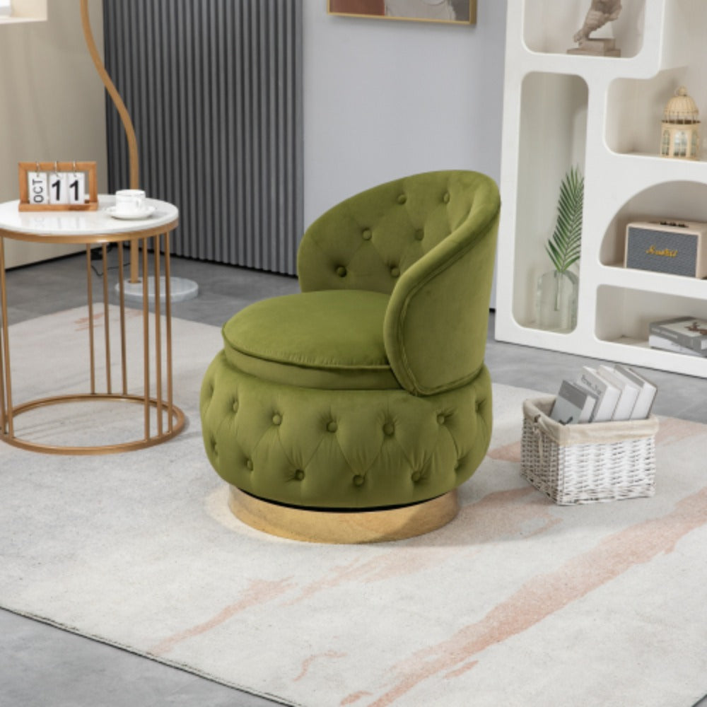 Olive Green Velvet Swivel Barrel Accent Chair S904692