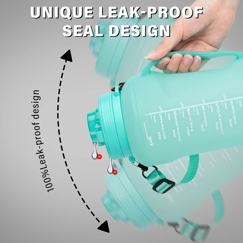64 oz Half Gallon 2L Water Bottle with Straw Spout and Carrying Handle L475
