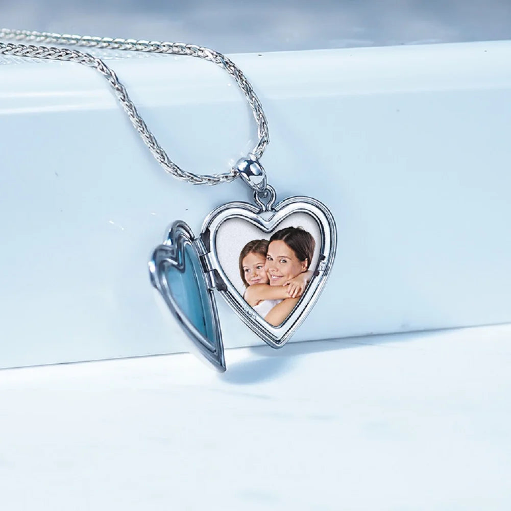 White Gold Heart Picture Locket G2178