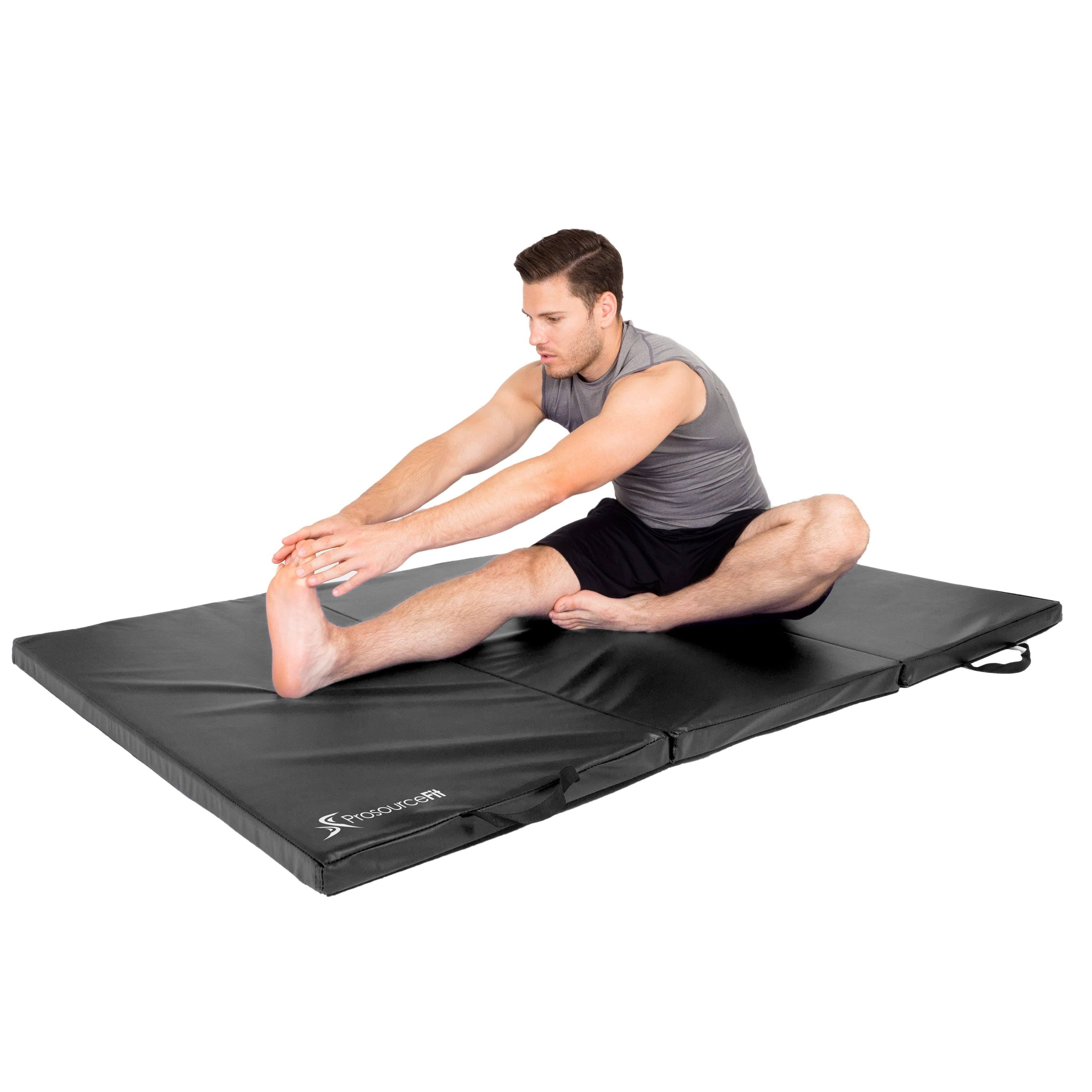Black Tri-Fold Exercise Mat with Carrying Handles R723295