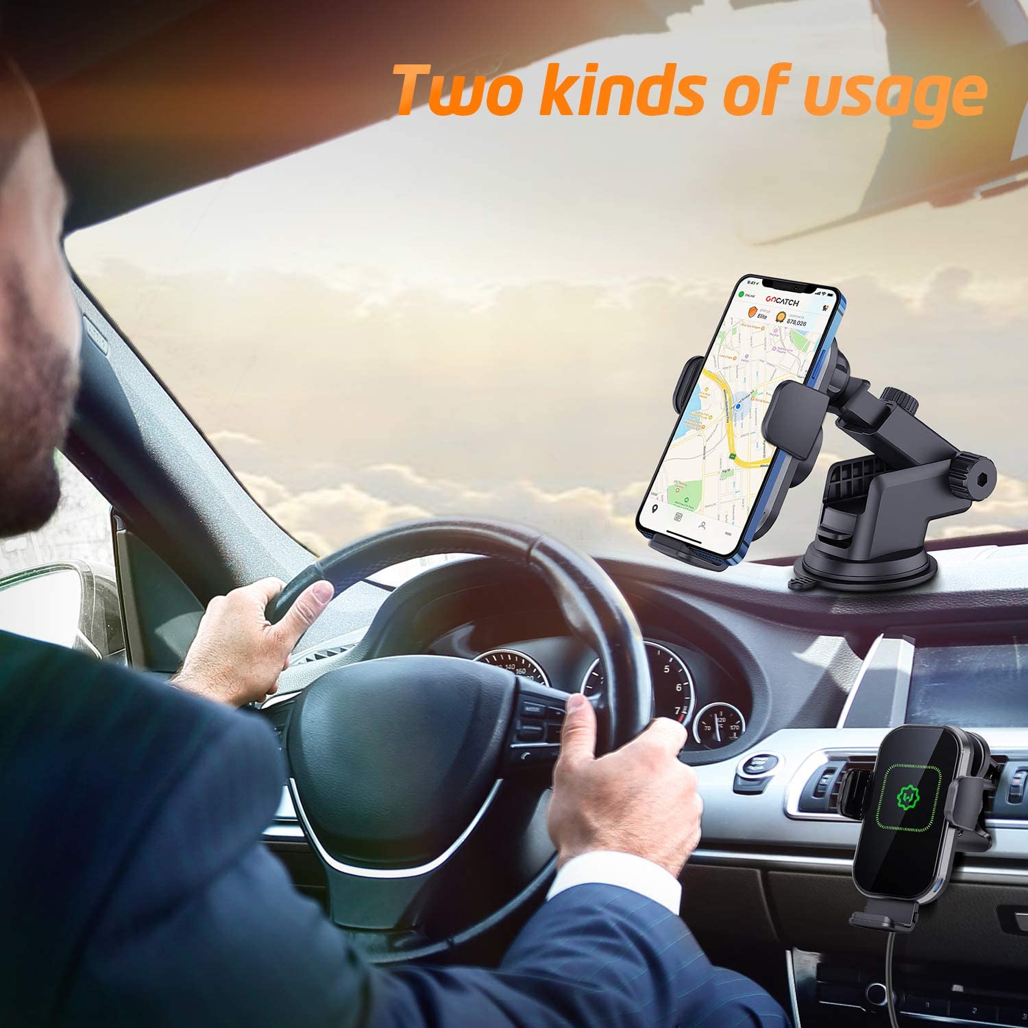 15W Qi Wireless Car Charger Phone Holder X876397