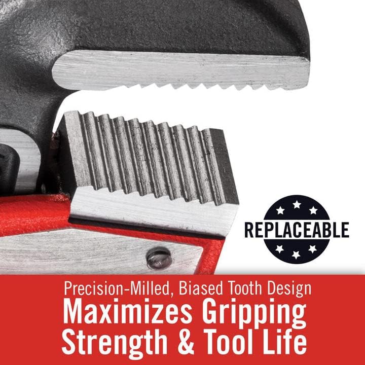 18-inch Heavy-Duty Straight Pipe Wrench, Red, Pack of 2 G458797