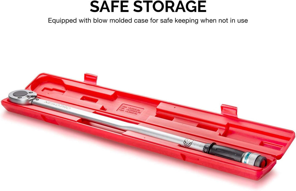 3/4” Drive Adjustable Click Torque Wrench, 50-300 Foot-Pound, Chrome Vanadium Steel S394