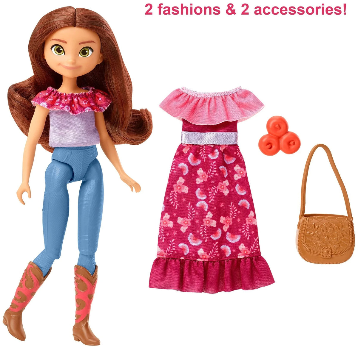 Lucky Doll with 2 Fashion Outfits & Accessories, 7 Movable Joints M546452
