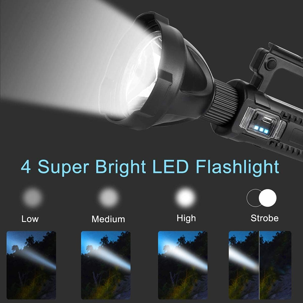 Rechargeable LED Spotlight Flashlight 90000 Lumens XHP90.2 with 4 Modes IPX5 Waterproof W3248