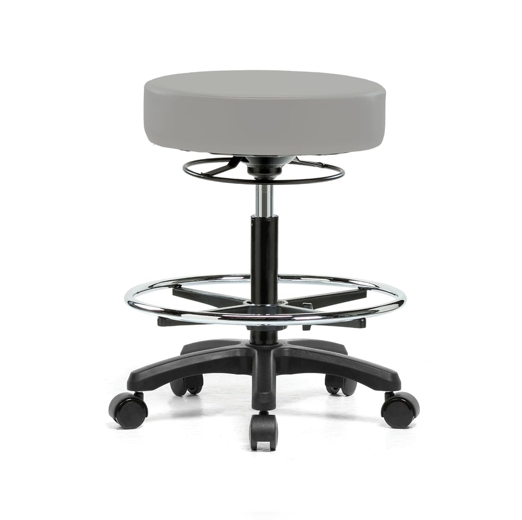 Gray Vinyl Rolling Height Adjustable Stool F9874