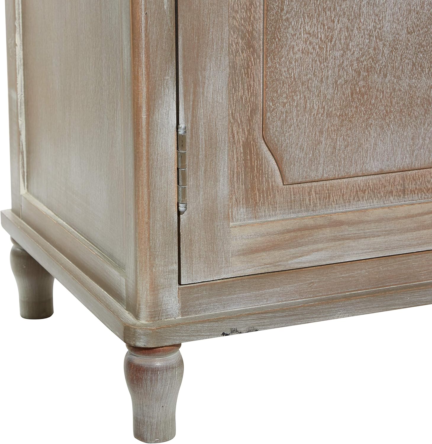 Whitewash Taupe Wood Basket Cabinet Y4717