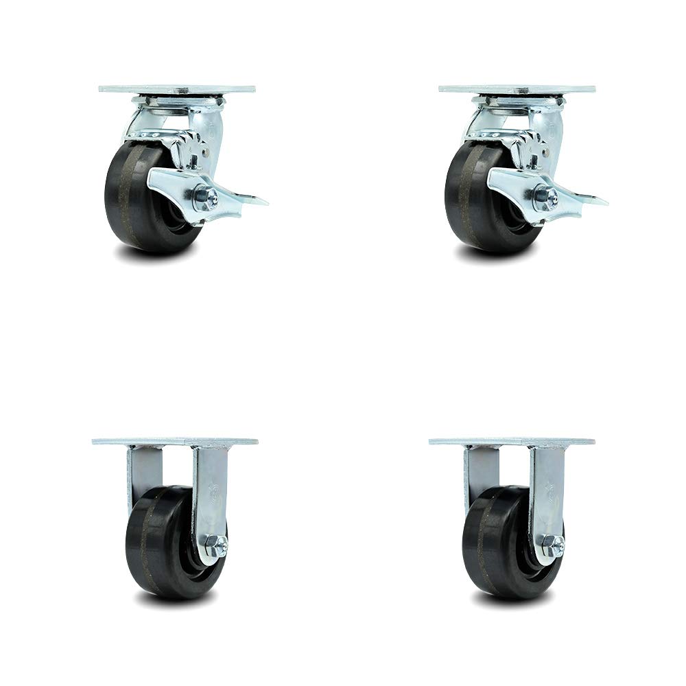 10 Inch Swivel Caster with Brake Semi-Pneumatic Wheel Pack of 2 B242848