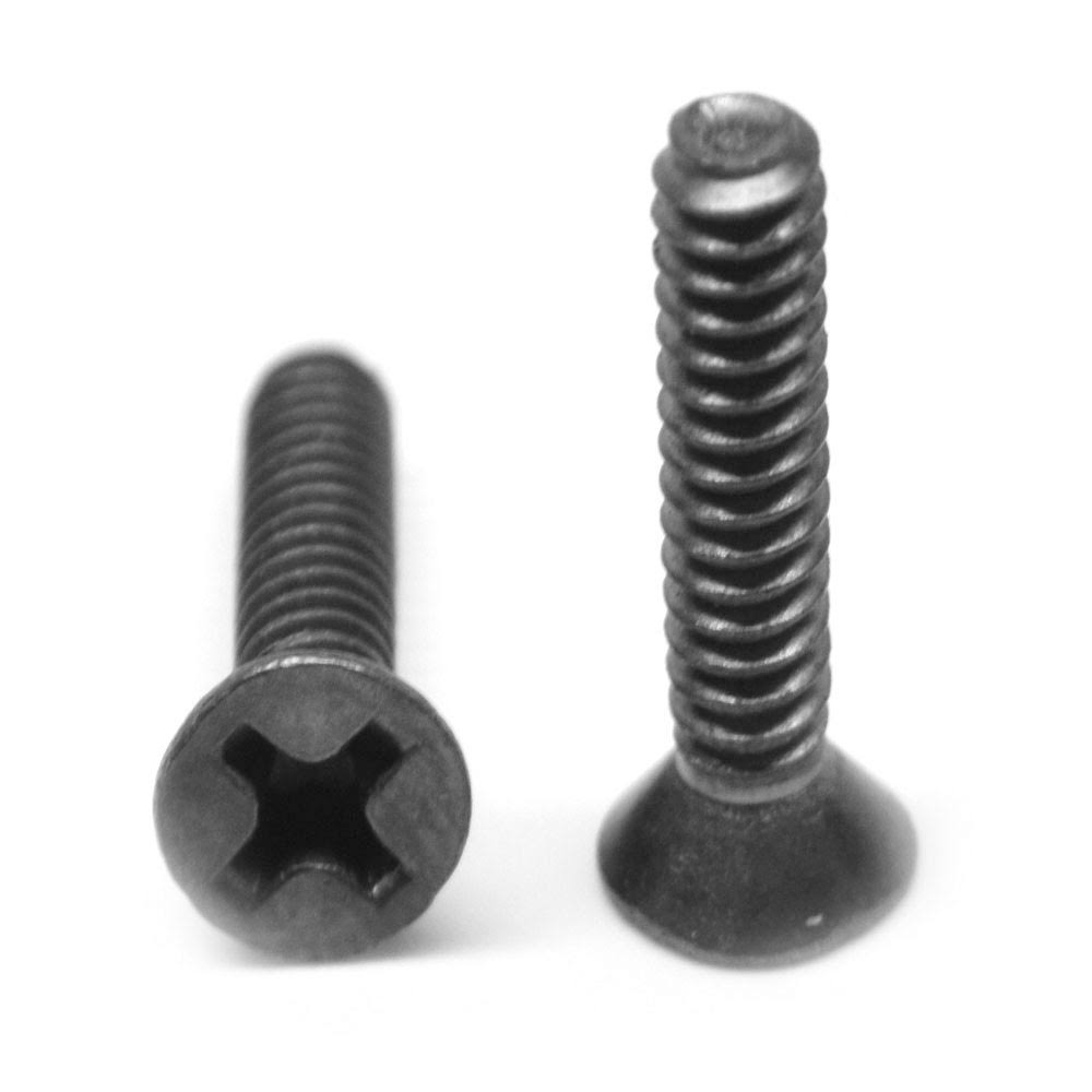 #6-32 x 5/16 Coarse Thread Machine Screw Phillips Flat Head 100 Degree Low Carbon Steel Black Zinc Plated Pk 10000 O8162