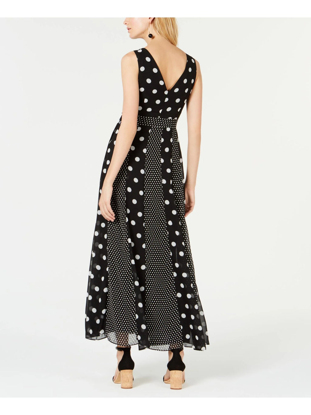 Black Multi Dot Sleeveless Wrap Dress B146