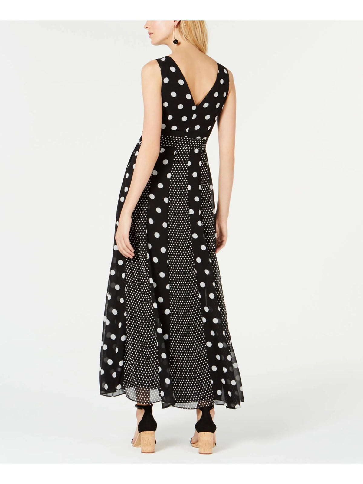 Black Multi Dot Sleeveless Wrap Dress B146