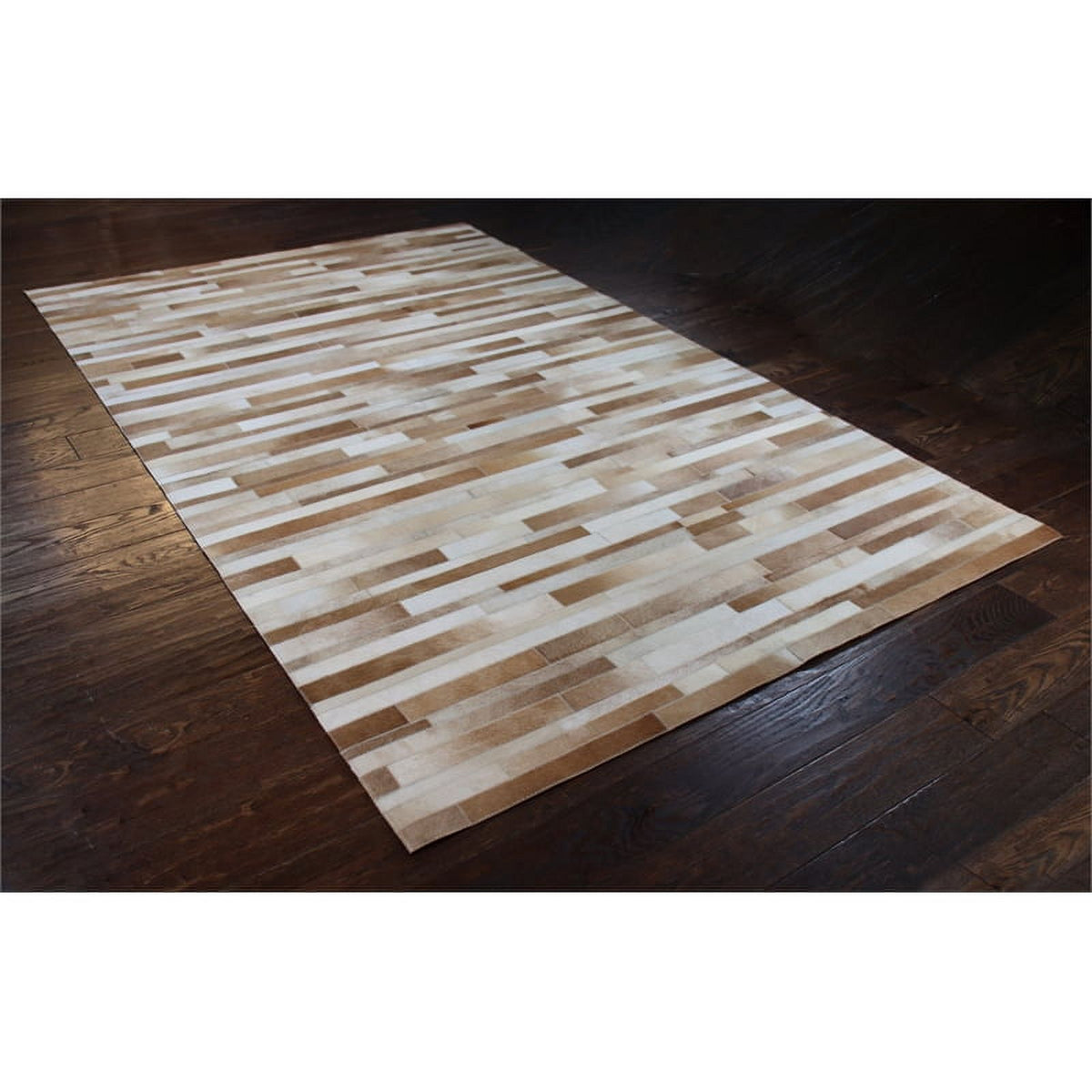 Camel Hair on Hide Leather Area Rug S9417