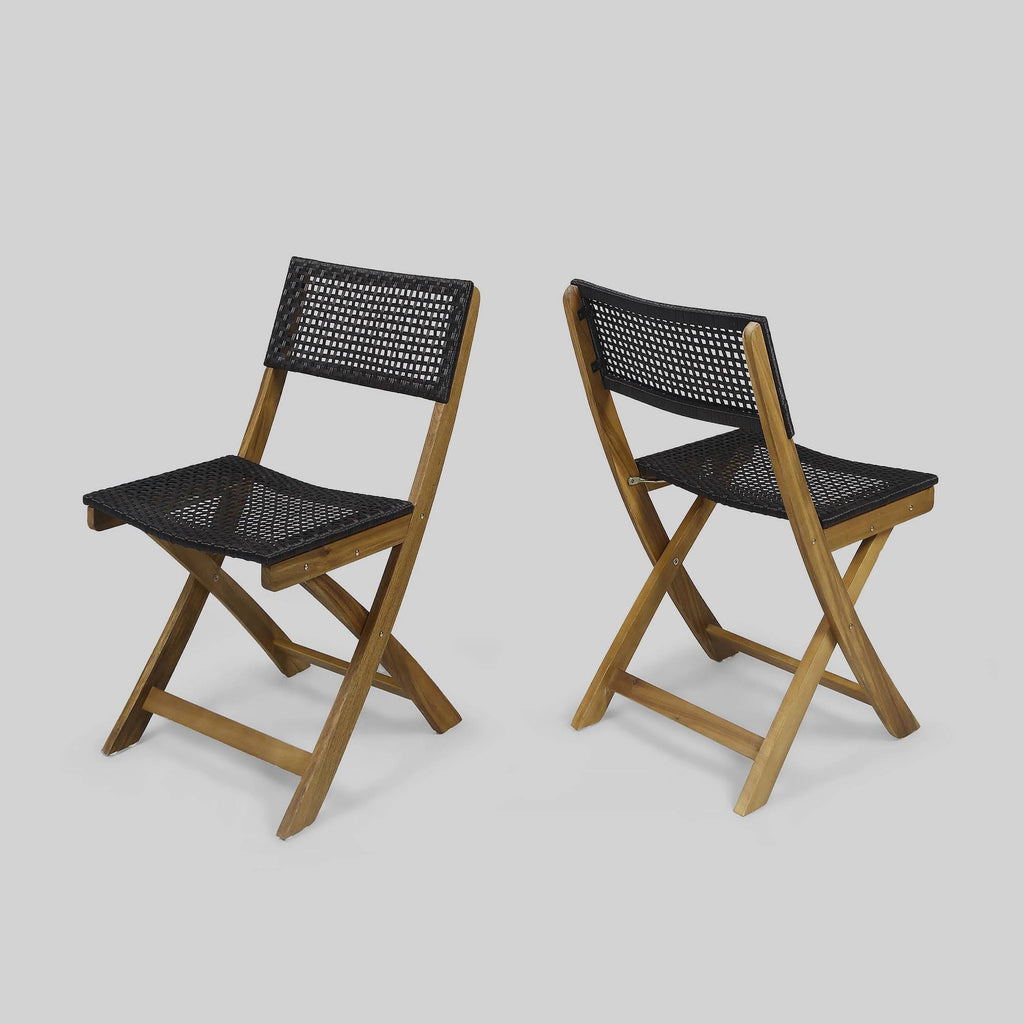 2pk Acacia Wood Foldable Patio Bistro Chairs Teak H580624