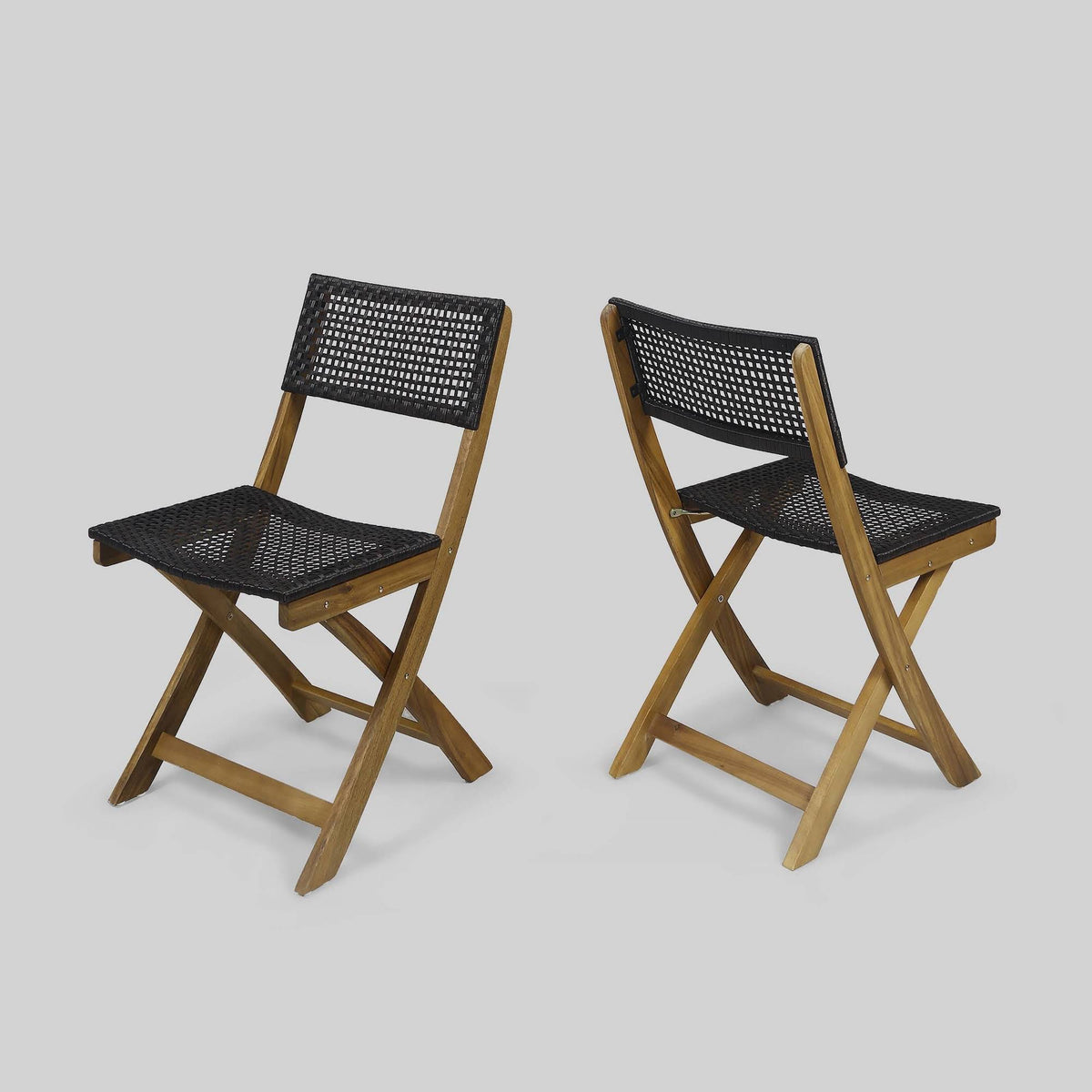 2pk Acacia Wood Foldable Patio Bistro Chairs Teak H580624