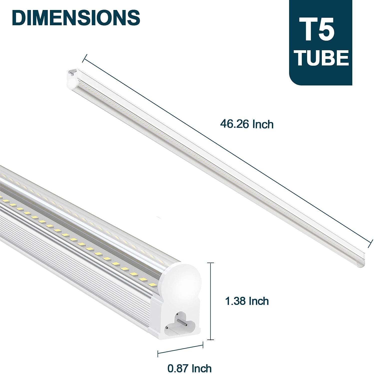 Pack of 6 Link-able 4ft Led Shop Light, 6500k 3100lm 24w, Clear Cover X465164