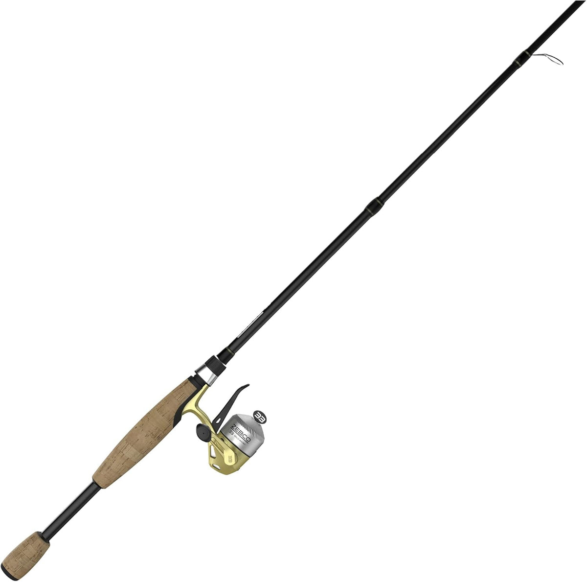 Fiberglass Spincast Reel and 2-Piece Fishing Rod Combo with Cork Handle Q576