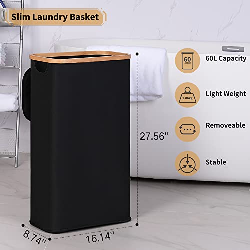 Black 75L Collapsible Laundry Hamper with Lid O91496