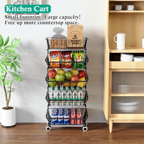 5 Tier Wire Fruit Basket with Wheels N4262