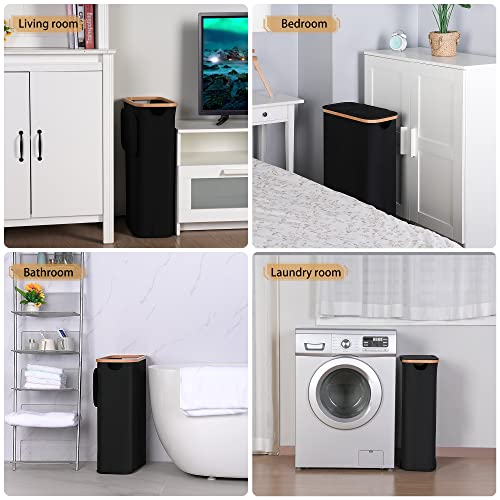 Black 75L Collapsible Laundry Hamper with Lid O91496