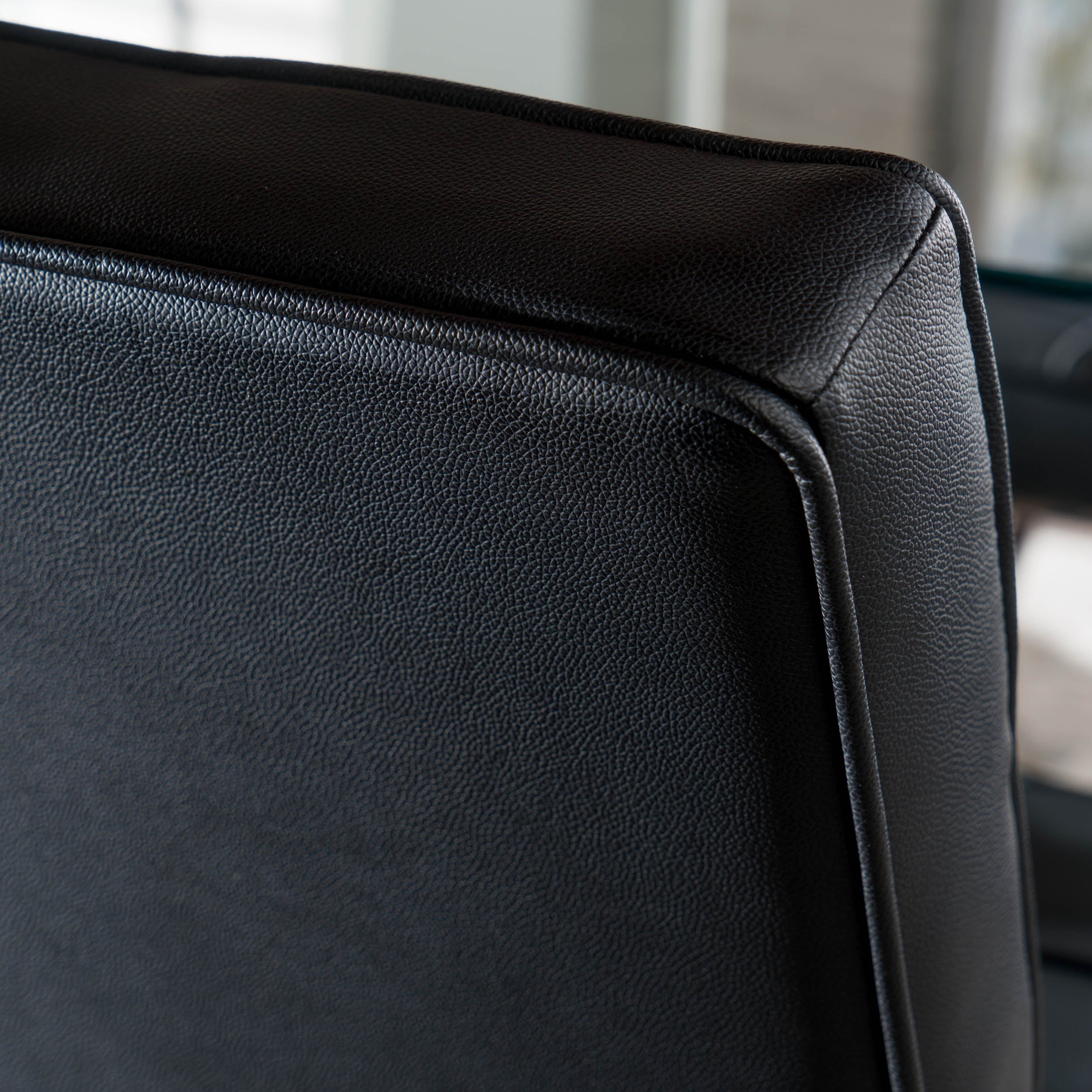 Black Bonded Leather Dining Chairs, Set of 2 O4527