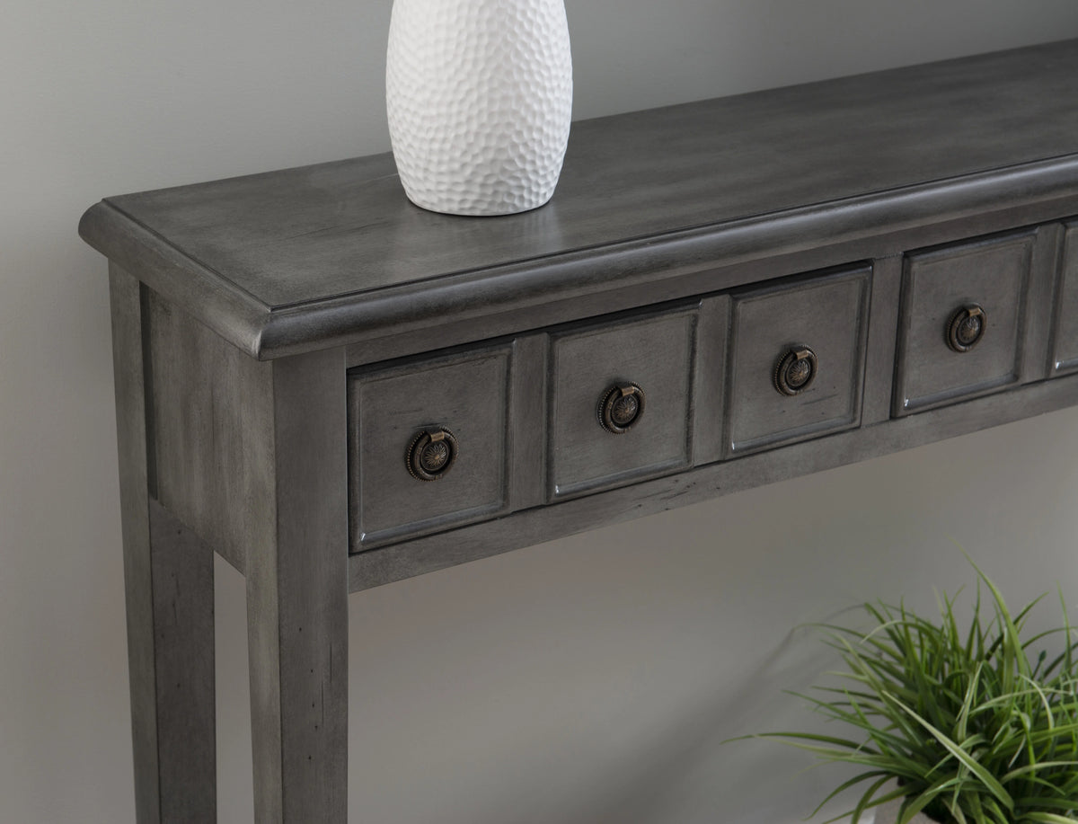 Gray 4-Drawer Console Table with Shelf H966365