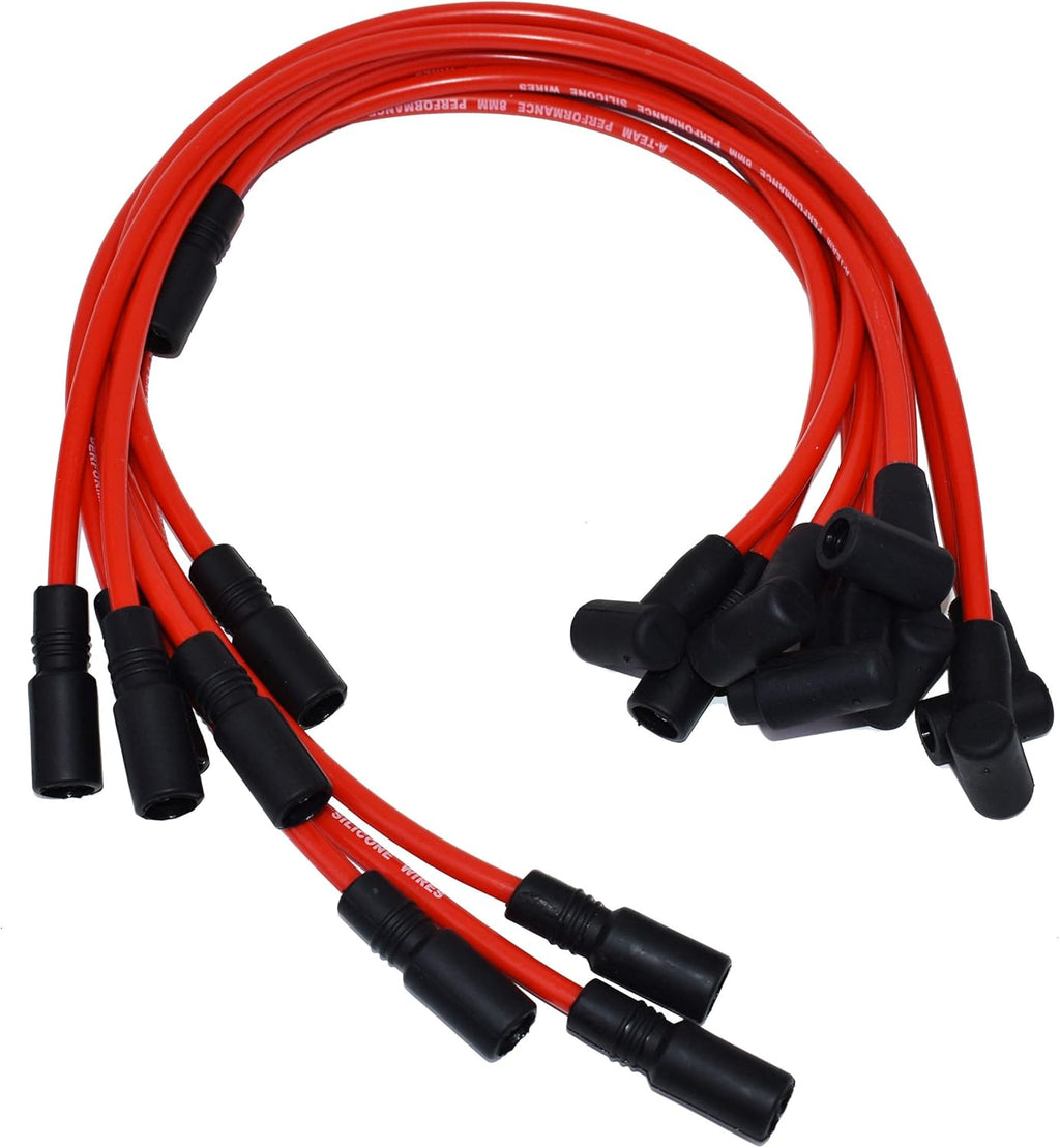 Black Cap Distributor and Red Spark Plug Wires Set 2 in 1 Kit N2885