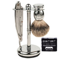 Men’s Shave Set – Pure Badger Brush, Shave Stand, Razor & 100 Blades Pack of 2 X3687