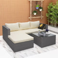 3 Piece Wicker Sectional Conversation Set with Cushions - Grey B1325