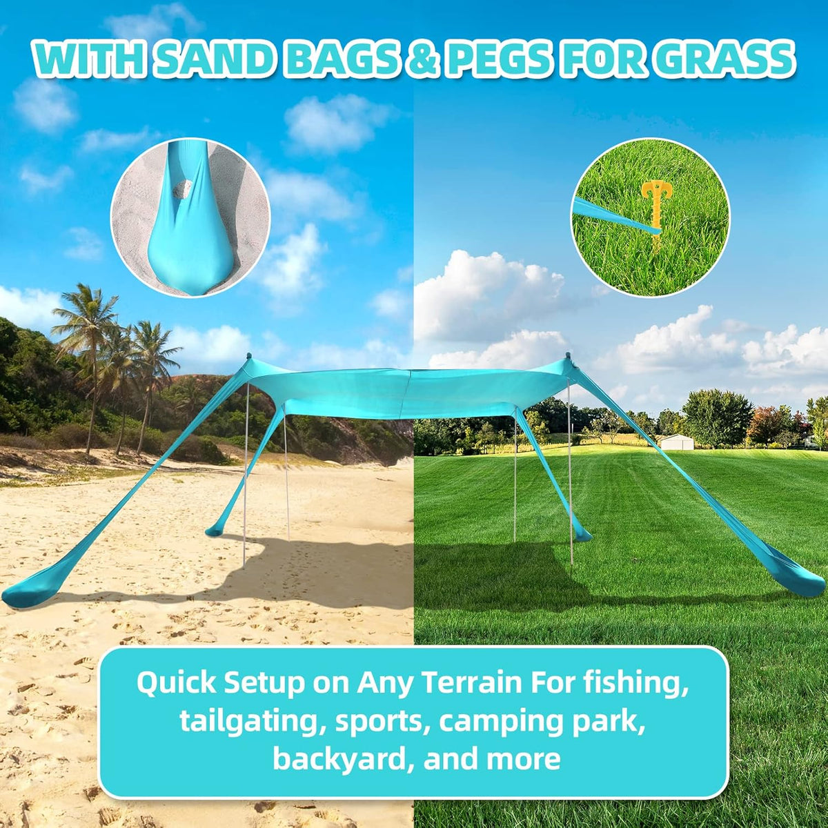 10x10 FT Pop Up Beach Sun Shade Tent with Carrying Bag H742