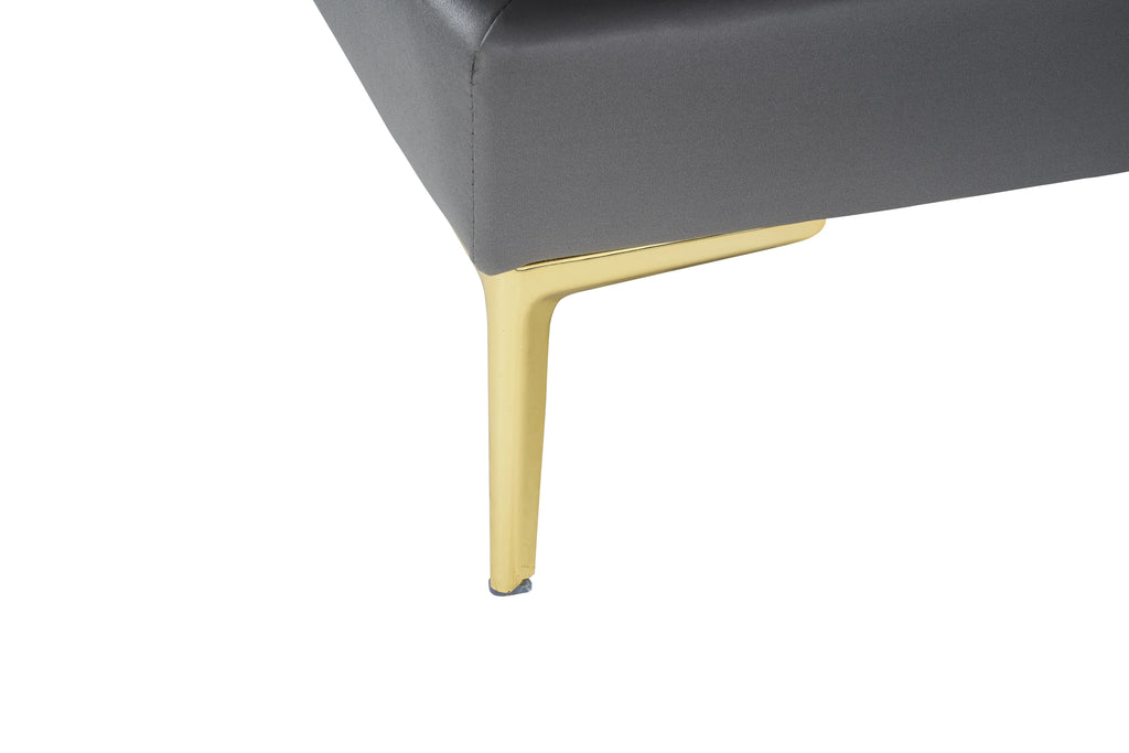 Linen+Leathaire fabric U-shaped sofa with golden legs Z30588