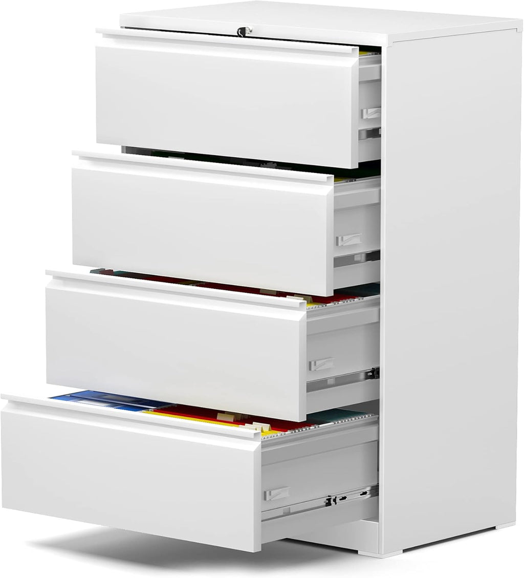 Black 4 Drawer Steel Lateral File Cabinet T3338