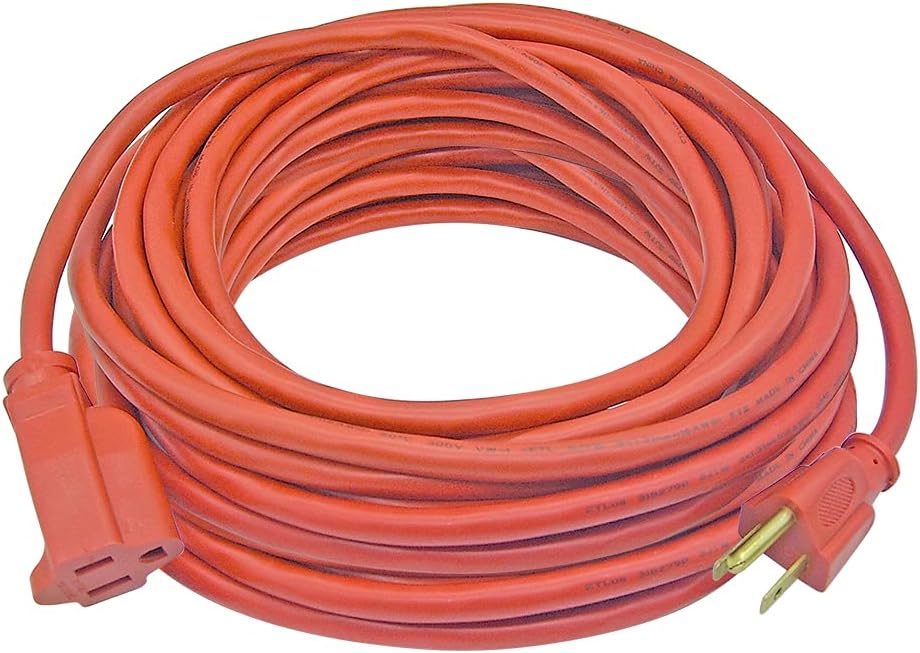 100 ft 12/3 SJTW Heavy Duty Outdoor Extension Cord, Yellow, 3 Prong Grounded Plug Q9280