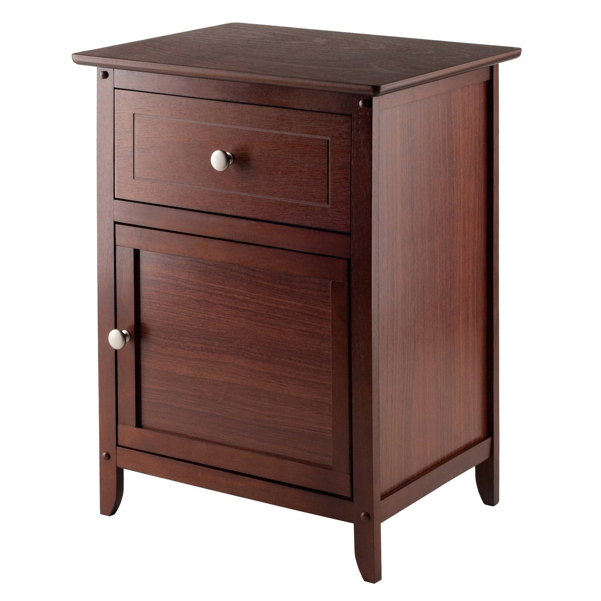Antique Walnut Night Stand with Drawer and Cabinet Z610751