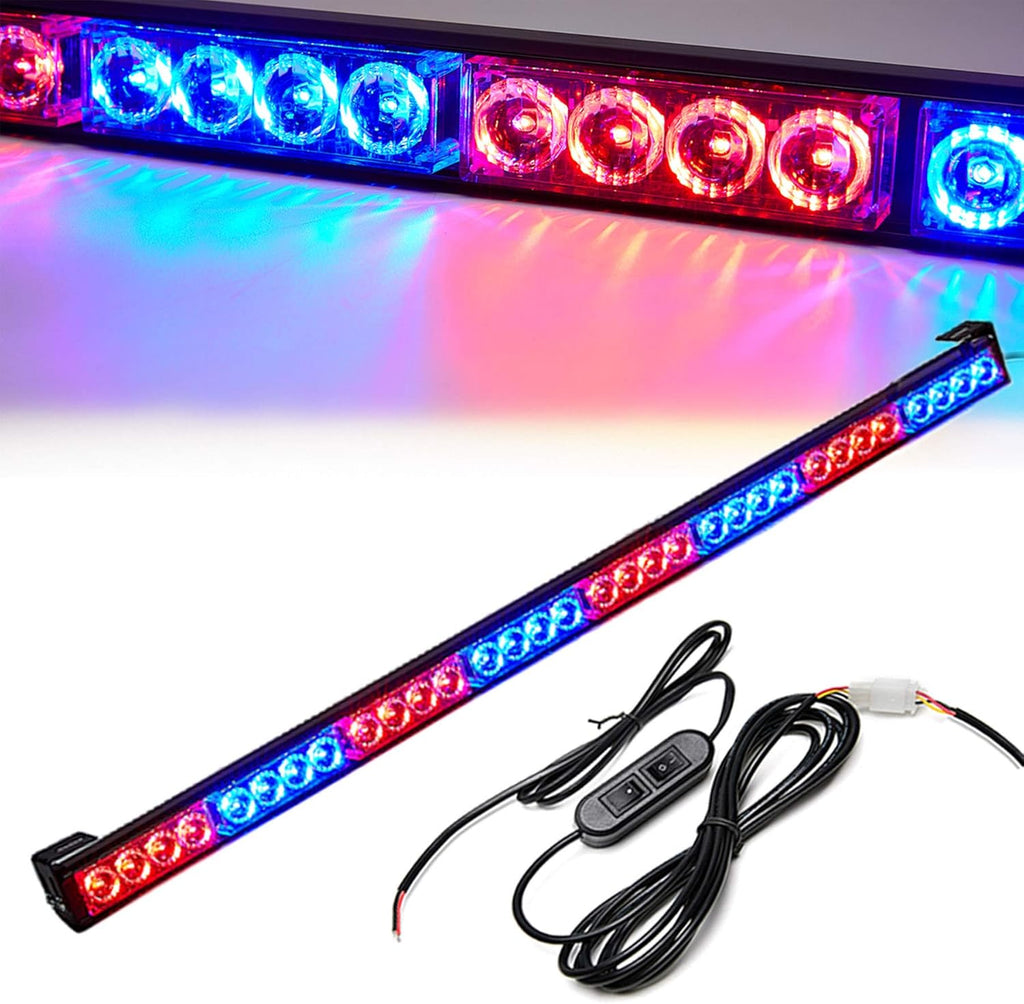 Red/Blue 35.5 Inch 32 Led Waterproof Strobe Light Bar Pack of 2 N904