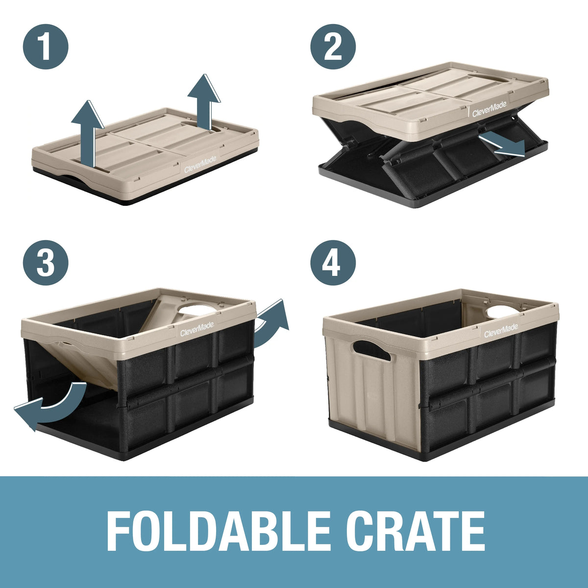 Collapsible Storage Bin, 16 Gal, Tan, 3 Pack R71027