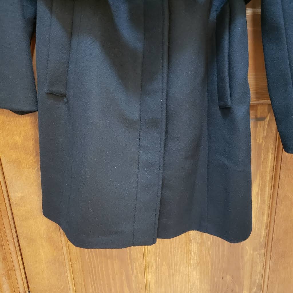 Wool Blend Zip Hooded Coat Black 10 M58610